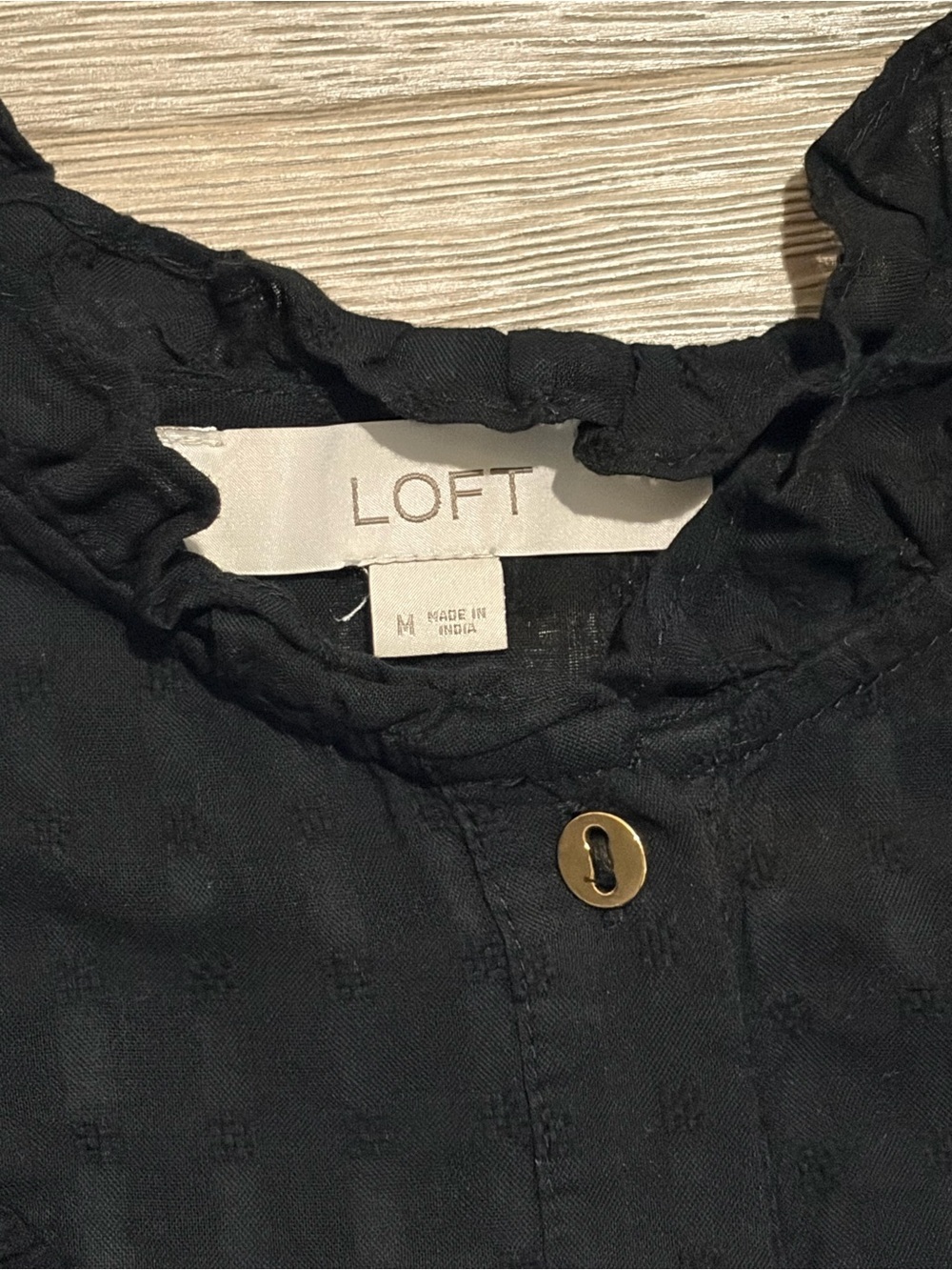 LOFT Black Ruffle Button-Down Blouse - Picture 3 of 3